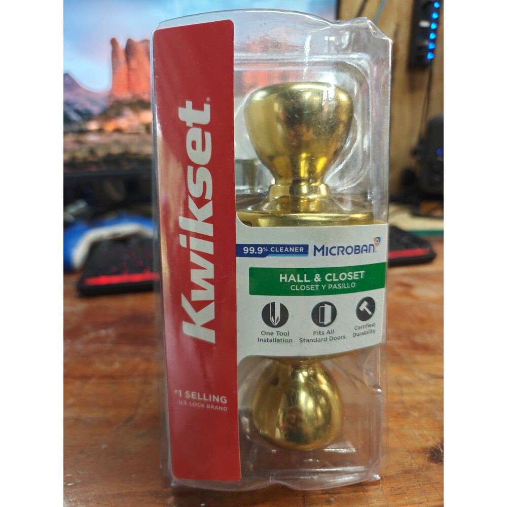 Kwikset Hall And Closet Door Knob Polished Brass Finish
